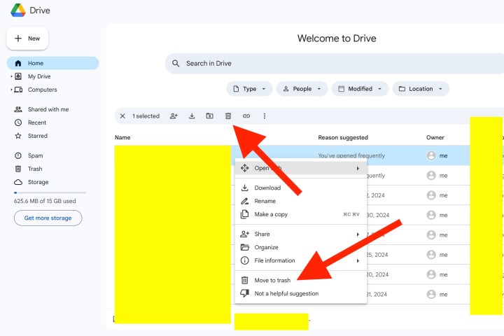 Mutati la optiunile de gunoi din Google Drive.
